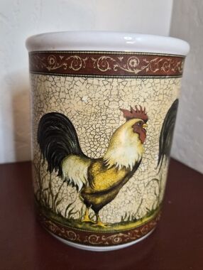 Cypress Home Rooster 7" Utensil Crock Ceramic Stoneware